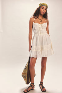 FREE PEOPLE TAKING SIDES MINI DRESS - IVORY 4123