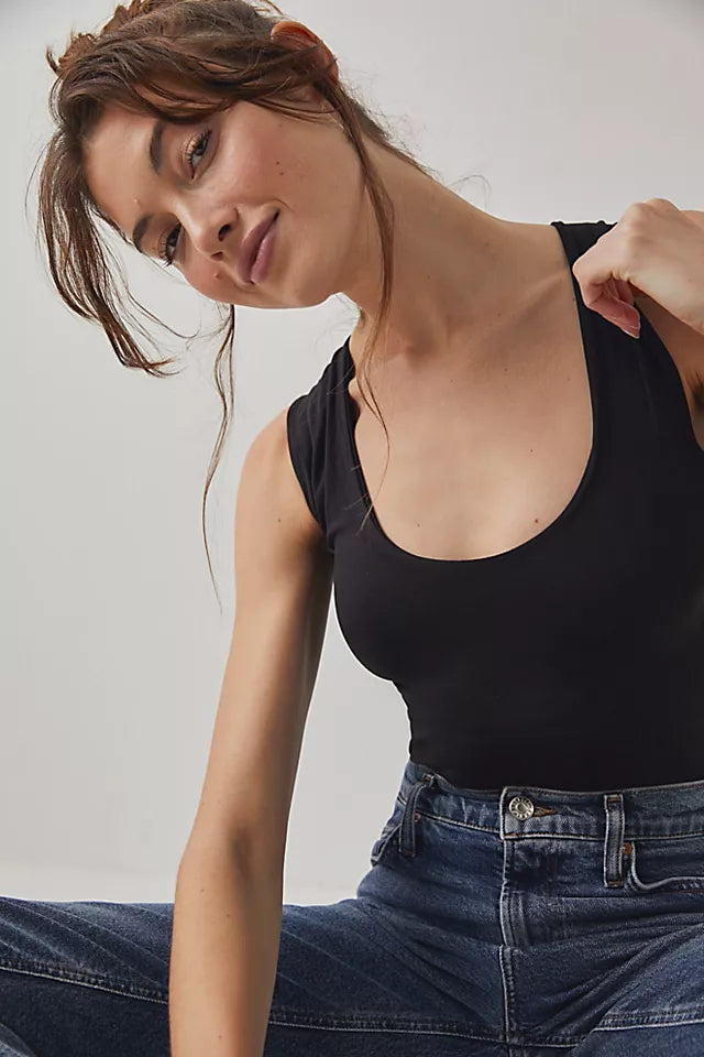 FREE PEOPLE INTIMATELY CLEAN LINES MUSCLE CAMI - BLACK 1686