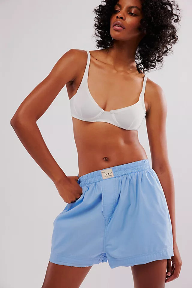 FREE PEOPLE WE THE FREE DAY TO DAY SOLID BOXERS  - PLACID BLUE 3091