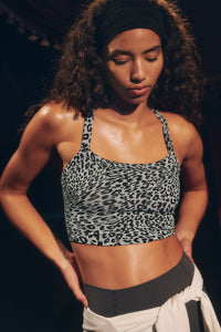 FREE PEOPLE ALL CLEAR LEOPARD CAMI - ICE GREY 0807
