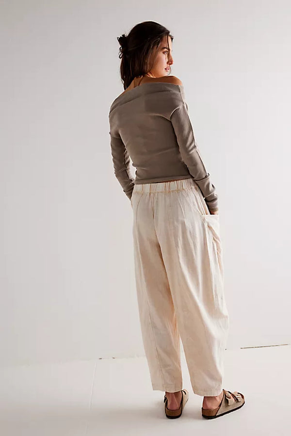 FREE PEOPLE HIGH ROAD PULL ON BARREL PANTS - BIRCH 5912