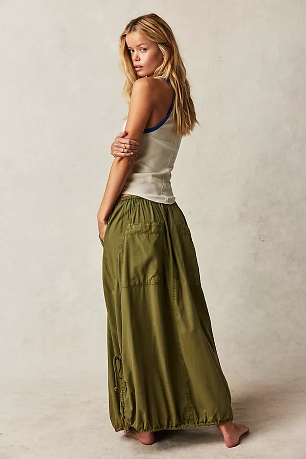FREE PEOPLE PICTURE PERFECT PARACHUTE SKIRT - AVOCADO TREE 2 6825