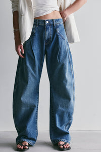 FREE PEOPLE WE THE FREE GOLDEN HOUR TROUSER JEANS - DEACON BLUE 7753