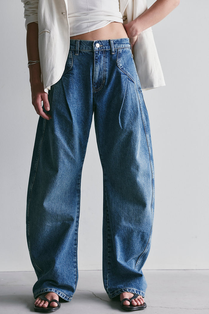 FREE PEOPLE WE THE FREE GOLDEN HOUR TROUSER JEANS - DEACON BLUE 7753