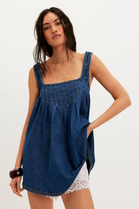 FREE PEOPLE KATIE DENIM TUNIC - DEEP WASH 9627