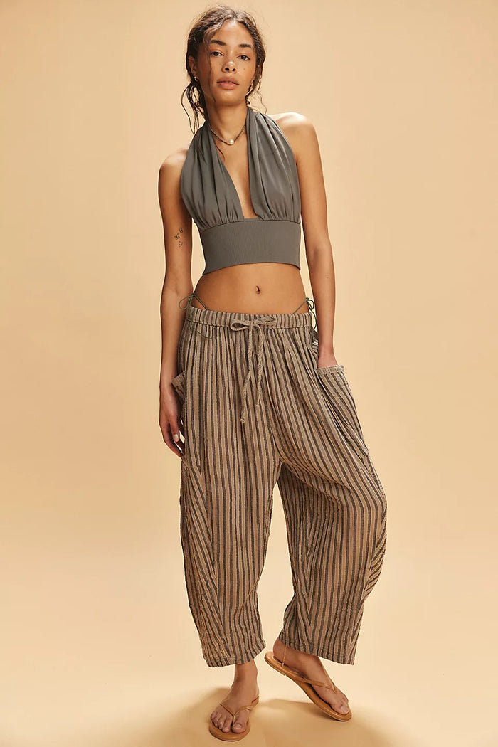 FREE PEOPLE QUINN STRIPED PANTS - CHARCOAL