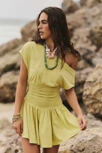 FREE PEOPLE SCORCHING HOT MINI DRESS - SILENT LIME 6976