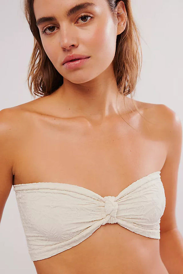 FREE PEOPLE INTIMATELY FLORAL FRILLS KNOTTED BANDEAU - TOFU 1108