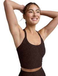BEYOND YOGA SOFTMARK ON THE UP CROPPED TANK - COCOA PLUM LEOPARD 007GB