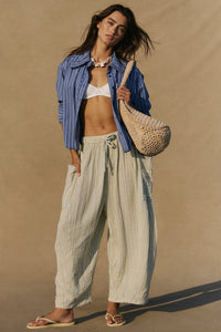 FREE PEOPLE QUINN STRIPED PANTS - CHAMOMILE COMBO 5760