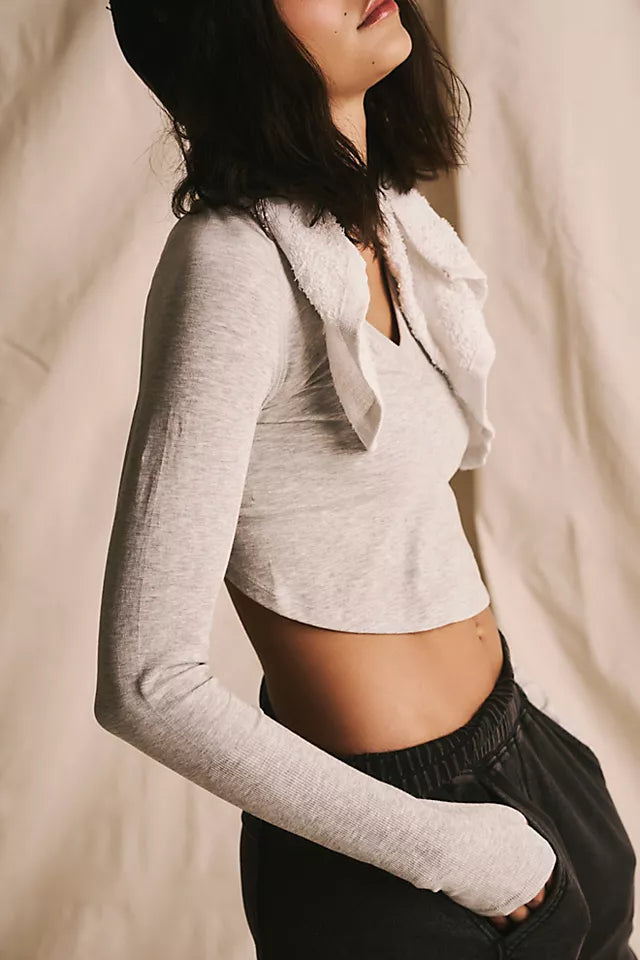 FREE PEOPLE MOVEMENT TOO GOOD LONG-SLEEVE LAYER - GREY HEATHER 7875