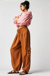 FREE PEOPLE PALASH SOLID CARGO PANTS - GOLDENROD 7780