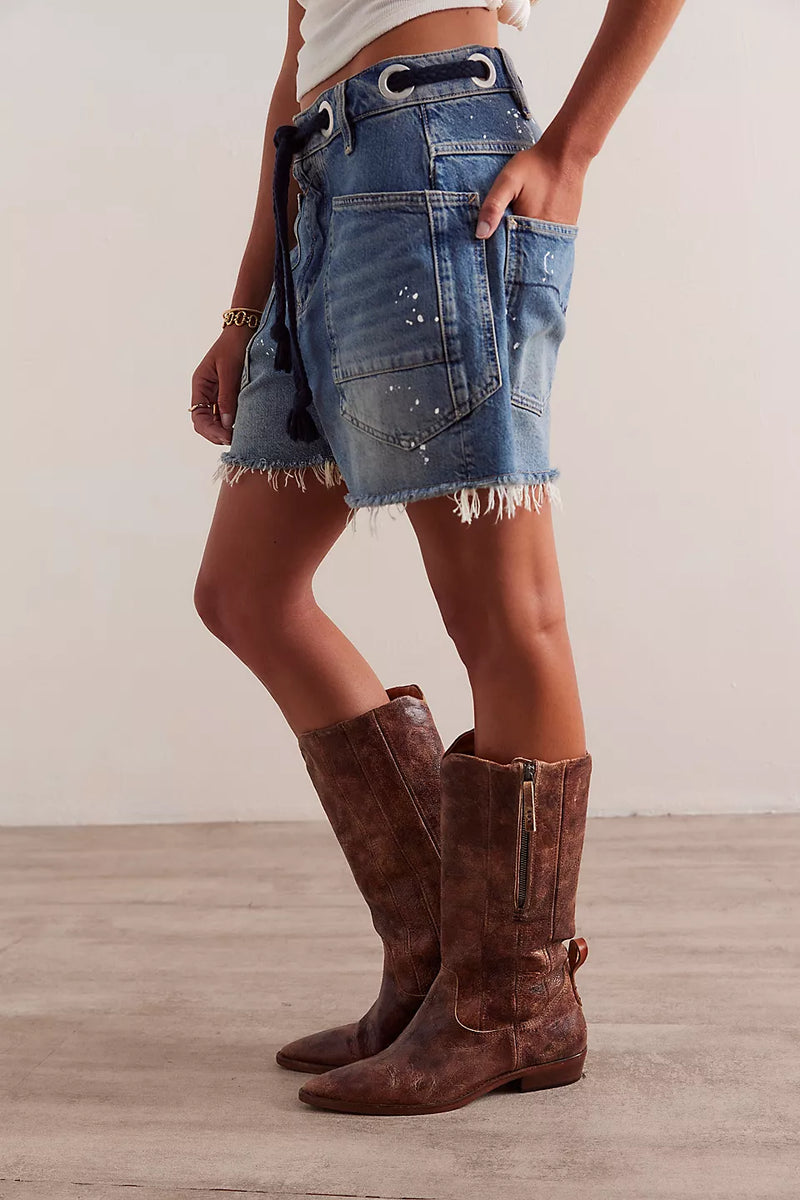 FREE PEOPLE WE THE FREE MOXIE SHORTS - TIMELESS BLUE 1340