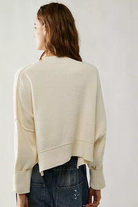 FREE PEOPLE EASY STREET CROP PULLOVER - MOONGLOW 9060