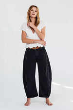 FREE PEOPLE WE THE FREE GOOD LUCK MID RISE BARREL JEAN - SOUNDWAVE 7503