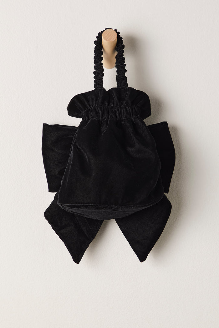 FREE PEOPLE BELLE VELVET BOW BAG - BLACK 5138