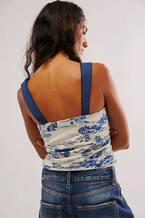 FREE PEOPLE PRINTED 2 TONE TANK - IVORY COMBO 8087 – Work It Out