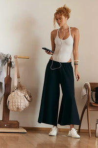 FREE PEOPLE MOVEMENT HOT SHOT SLIT WIDE LEG PANT - BLACK 5874