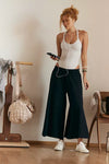 FREE PEOPLE MOVEMENT HOT SHOT SLIT WIDE LEG PANT - BLACK 5874