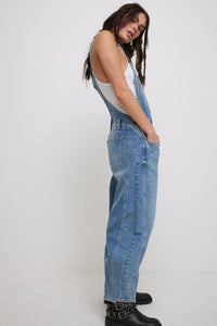 FREE PEOPLE WE THE FREE GOOD LUCK BARREL OVERALLS - ULTRA LIGHT BEAM 2030