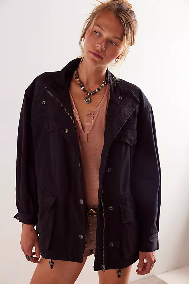 FREE PEOPLE WE ARE THE FREE ARYA UTILITY JACKET - BLACK 8276