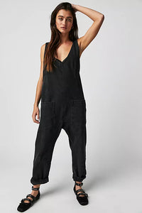 FREE PEOPLE HIGH ROLLER JUMPSUIT - MINERAL BLACK 1829