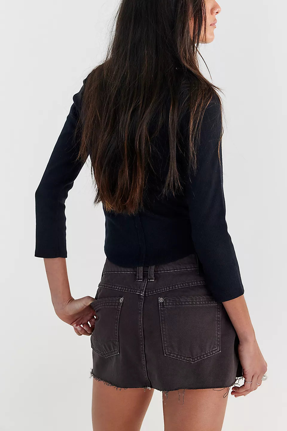 FREE PEOPLE WE THE FREE LAINEY LOW RISE MINI SKIRT - CHOCOLATE 6679