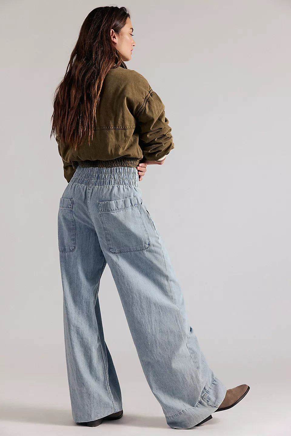 FREE PEOPLE WE THE FREE BREEZY DENIM PULL ON PANTS - DUSK 0725