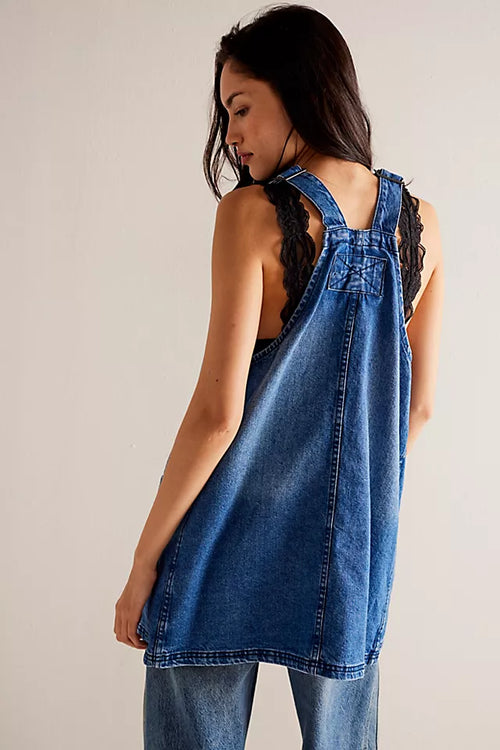 free people sapphire mini dress FREE PEOPLE WE THE FREE OVERALL SMOCK MINI TOP / SAPPHIRE WASH 0308 – Work  It Out