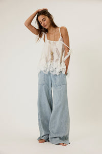 FREE PEOPLE WE THE FREE BREEZY DENIM PULL ON PANTS - DUSK 0725
