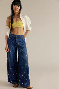 FREE PEOPLE WE THE FREE WESTWARD EMBROIDERED JEANS - UNDER THE SEA 2140