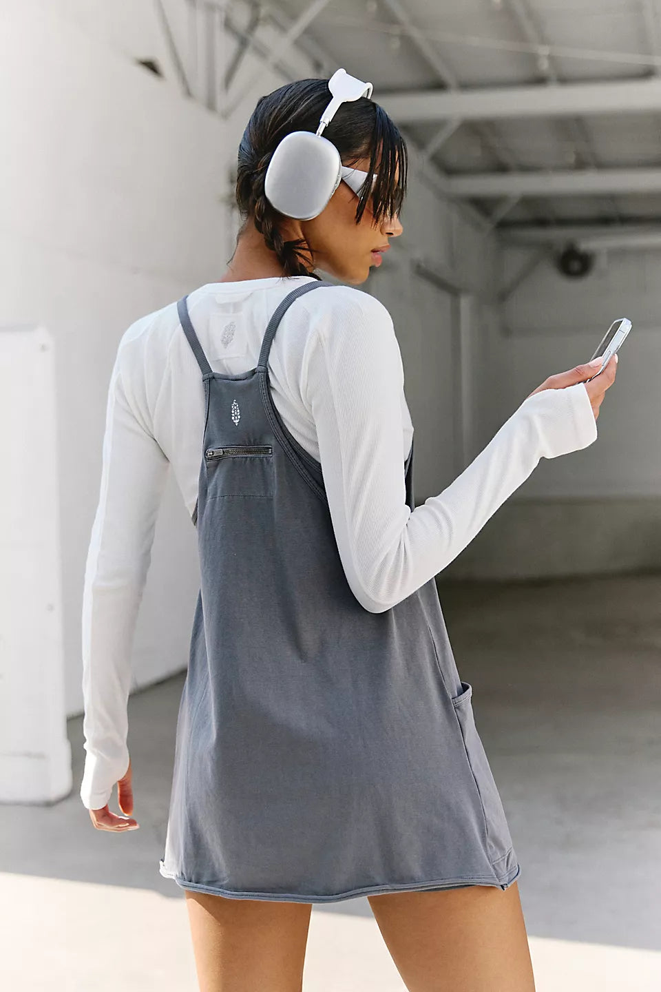 FREE PEOPLE MOVEMENT HOT SHOT MINI DRESS - BLACK GRAPE 5397