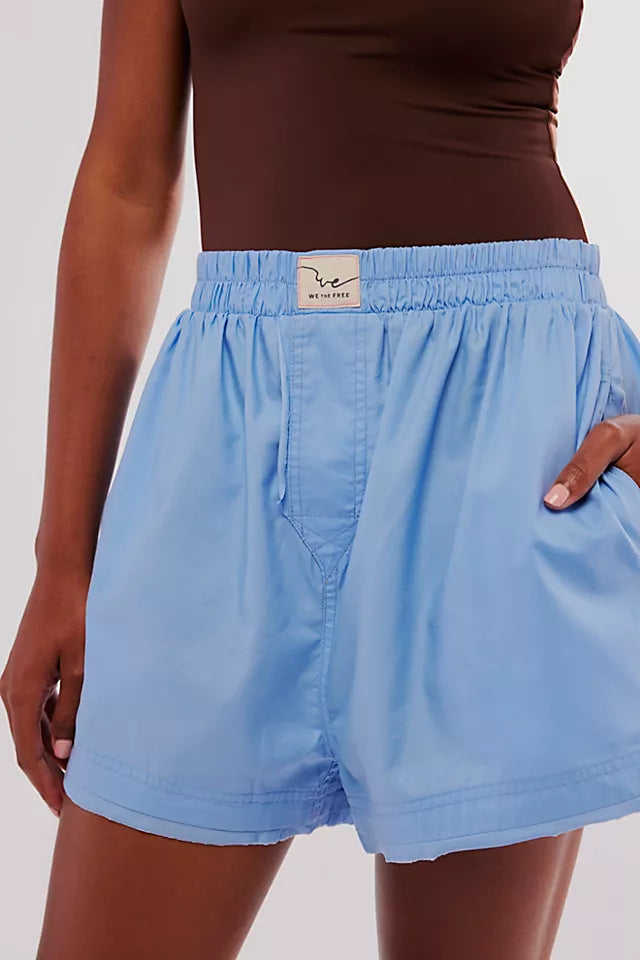 FREE PEOPLE WE THE FREE DAY TO DAY SOLID BOXERS  - PLACID BLUE 3091