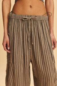 FREE PEOPLE QUINN STRIPED PANTS - CHARCOAL