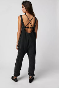 FREE PEOPLE HIGH ROLLER JUMPSUIT - MINERAL BLACK 1829