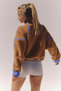 FREE PEOPLE FP MOVEMENT MOUNTAIN HIGH HALF ZIP FLEECE - TWIG COMBO 6838