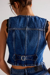 FREE PEOPLE WE ARE THE FREE TATE DENIM VEST - DARK INDIGO 7095