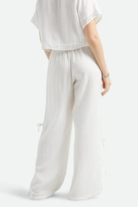 BRIXTON SEASIDE EYELET WIDE LEG PANT - OFF WHITE EYELET