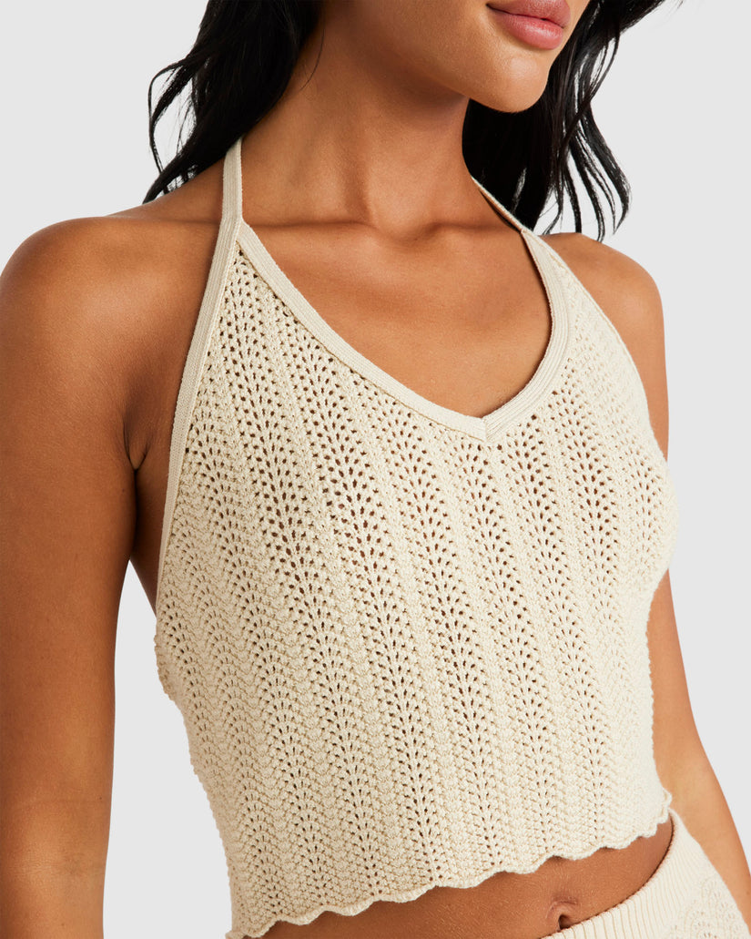 RVCA CROCHET HALTER TOP - NAT