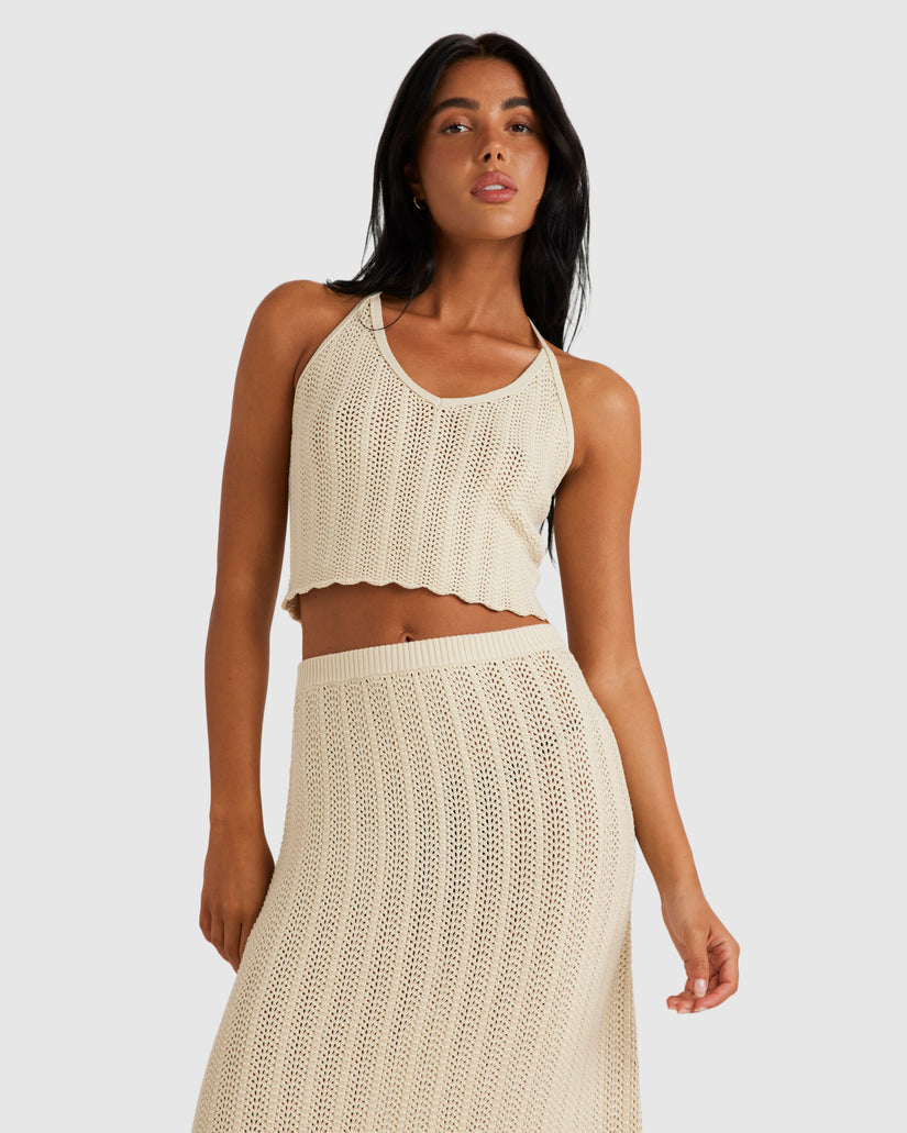 RVCA CROCHET HALTER TOP - NAT