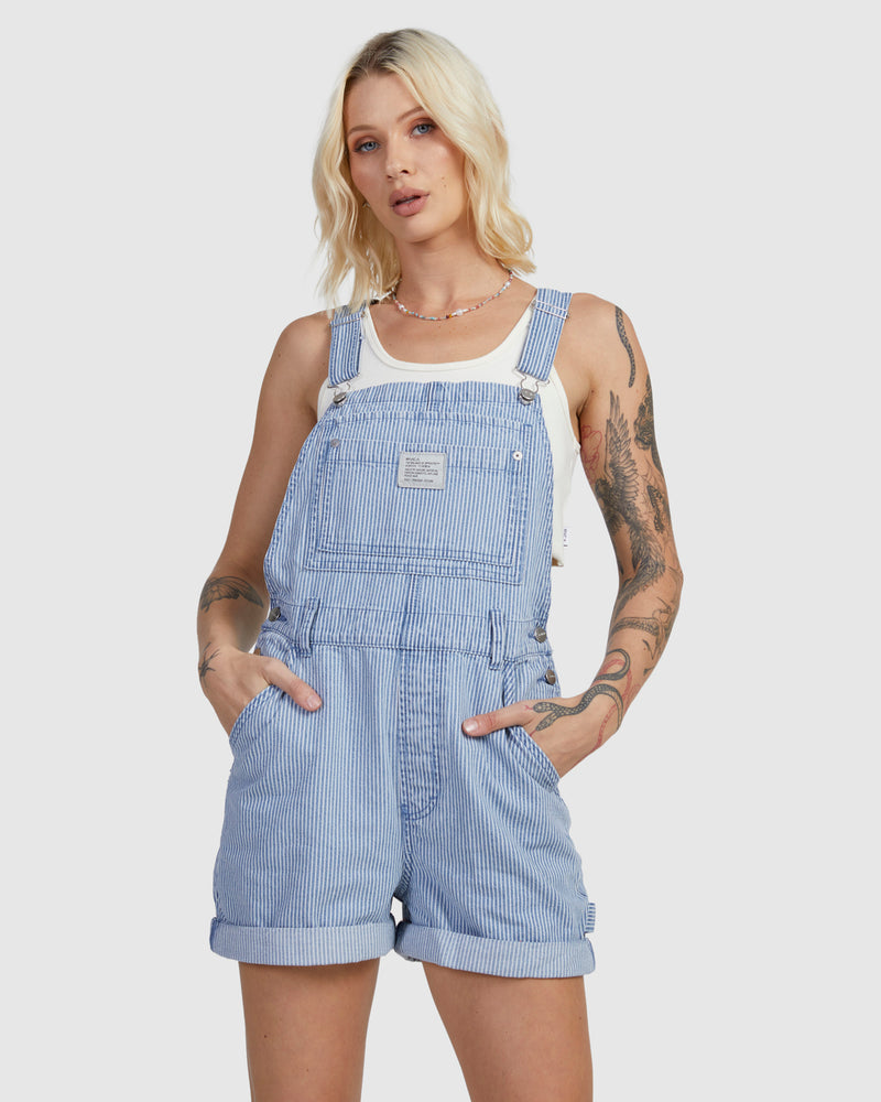 RVCA SLOUCHER OVERALL DUNGAREE SHORTS - PMK0