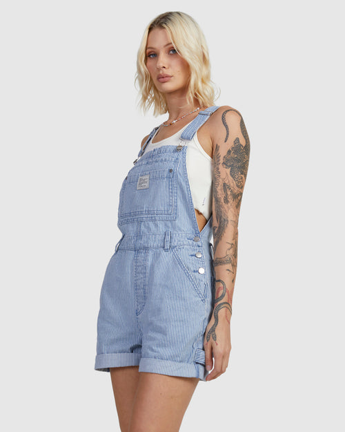 RVCA SLOUCHER OVERALL DUNGAREE SHORTS - PMK0