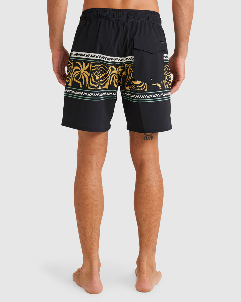 RVCA FRONDS DIVIDE ELASTIC SHORTS - BLK