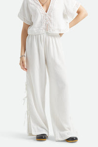 BRIXTON SEASIDE EYELET WIDE LEG PANT - OFF WHITE EYELET