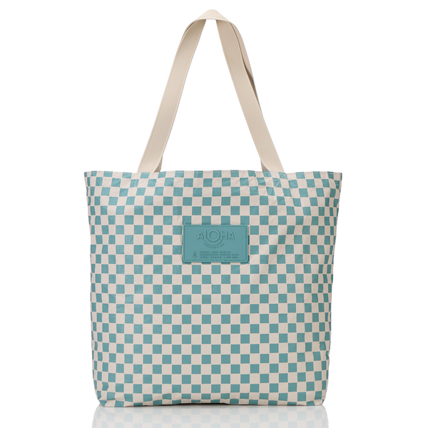 ALOHA COLLECTION REVERSIBLE TOTE / PETITE CHECK / TIDE SANDSTONE