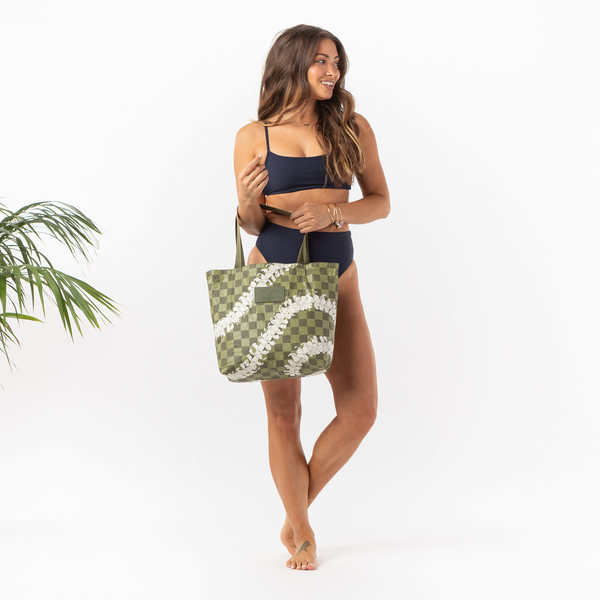 ALOHA COLLECTION REVERSIBLE TOTE / OVERLEI / LIMU/OLIVE