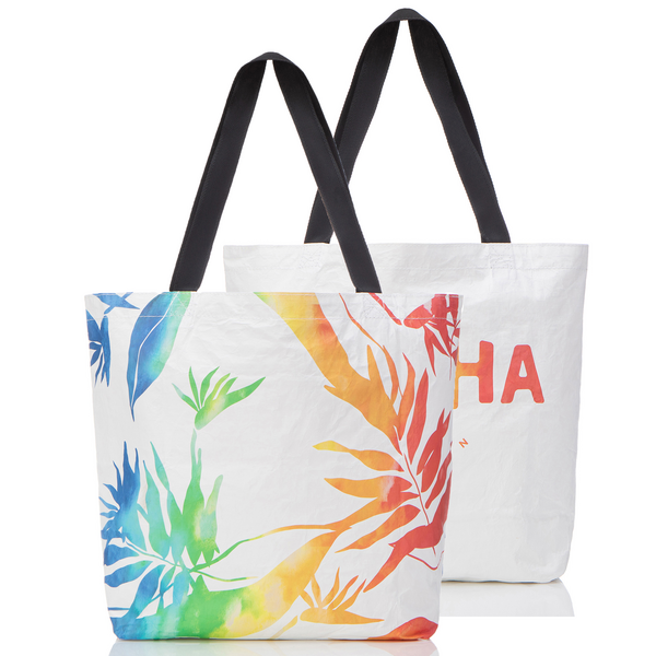 ALOHA COLLECTION  REVERSIBLE TOTE / PAINTED BIRDS / RAINBOW