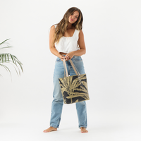 ALOHA COLLECTION REVERSIBLE TOTE / TI LEAF / LATTE
