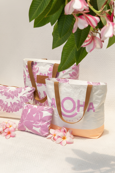 ALOHA COLLECTION REVERSIBLE TOTE / PLUMERIA LEI / PETAL