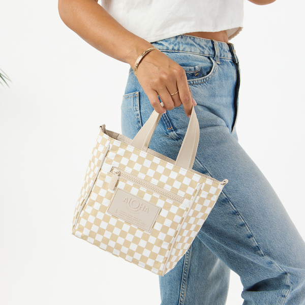 ALOHA COLLECTION CROSSBODY / PETITE CHECK / LATTE